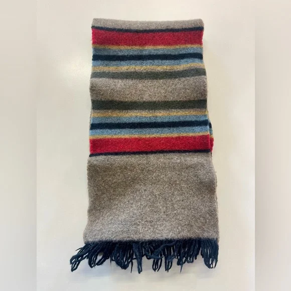 Pendleton Men’s Brown Multi Colored Striped Wool Warm Cozy Scarf Winter - Picture 1 of 4